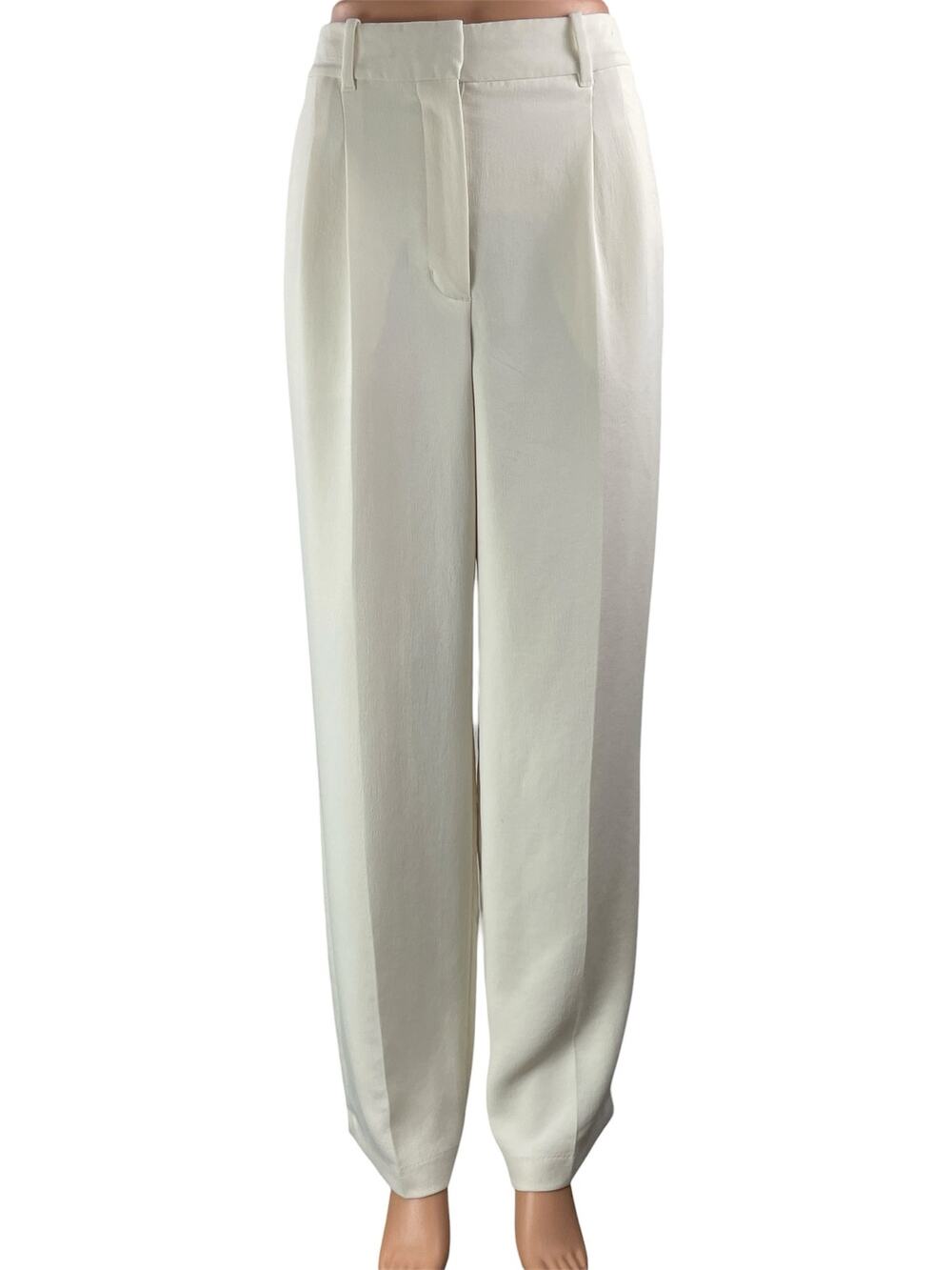 Aritzia Wilfred The Effortless White Pleated Wide Leg Trouser Dress Pants Size S